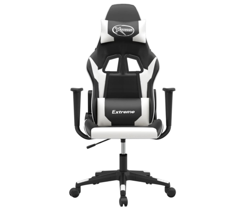 Silla gaming de masaje cuero sintético negro y blanco