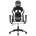 Silla gaming de masaje cuero sintético negro y blanco