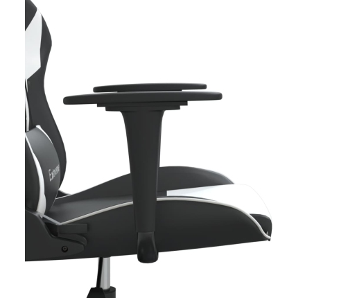 Silla gaming de masaje cuero sintético negro y blanco