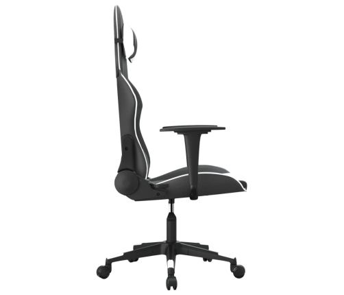 Silla gaming de masaje cuero sintético negro y blanco