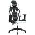 Silla gaming de masaje cuero sintético negro y blanco