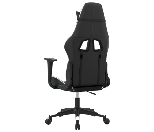 Silla gaming de masaje cuero sintético negro y blanco