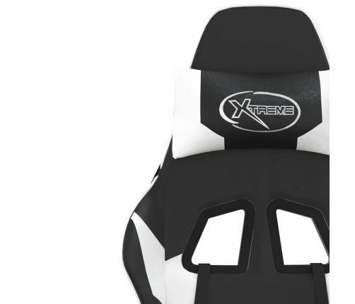 Silla gaming de masaje cuero sintético negro y blanco