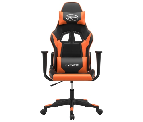 Silla gaming de masaje cuero sintético negro y naranja