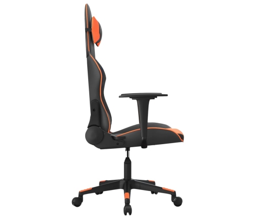 Silla gaming de masaje cuero sintético negro y naranja