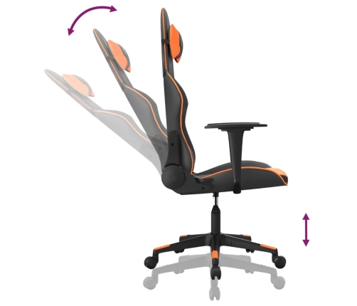 Silla gaming de masaje cuero sintético negro y naranja