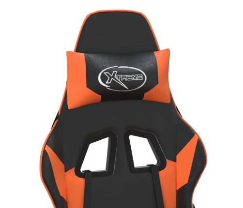 Silla gaming de masaje cuero sintético negro y naranja