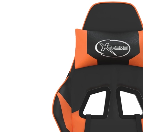 Silla gaming de masaje cuero sintético negro y naranja