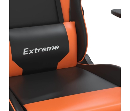 Silla gaming de masaje cuero sintético negro y naranja