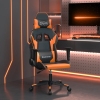 Silla gaming de masaje cuero sintético negro y naranja