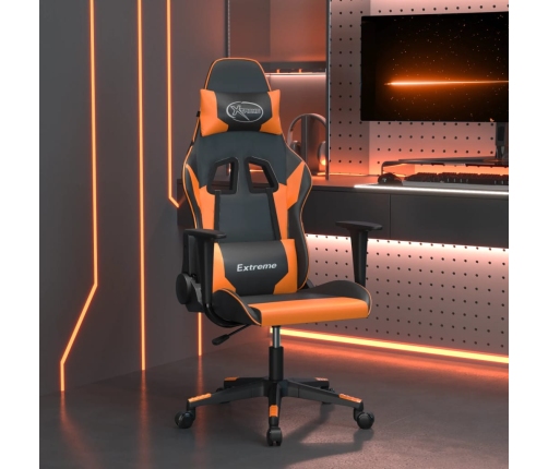 Silla gaming de masaje cuero sintético negro y naranja