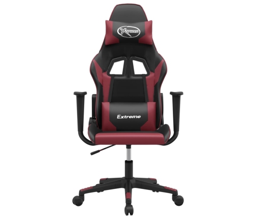 Silla gaming de masaje cuero sintético negro y rojo vino tinto