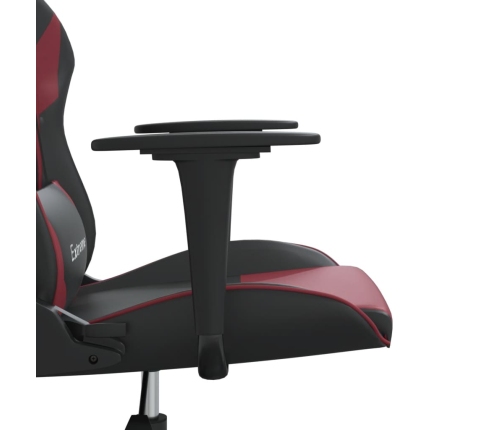 Silla gaming de masaje cuero sintético negro y rojo vino tinto