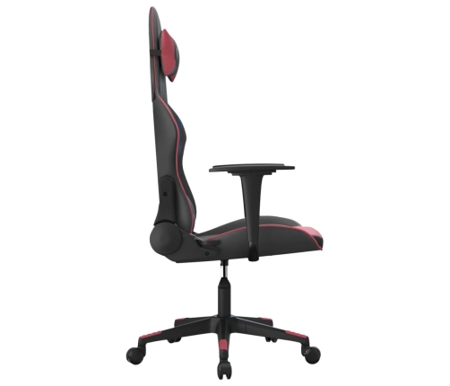 Silla gaming de masaje cuero sintético negro y rojo vino tinto