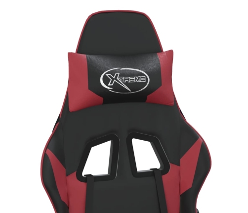 Silla gaming de masaje cuero sintético negro y rojo vino tinto