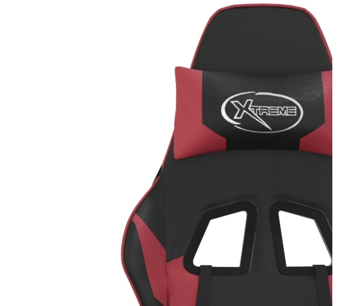 Silla gaming de masaje cuero sintético negro y rojo vino tinto