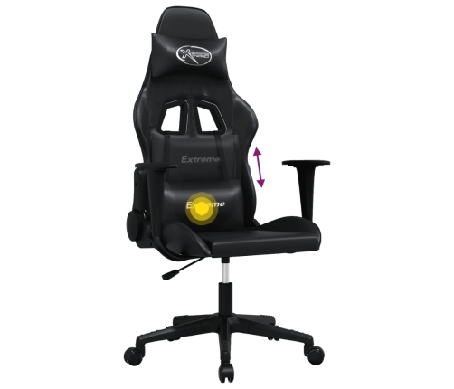 Silla gaming con masaje cuero sintético negro