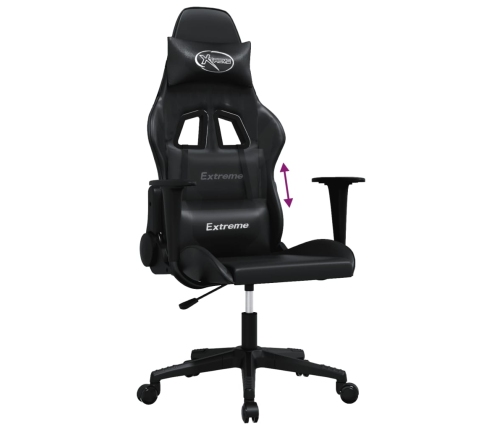 Silla gaming con masaje cuero sintético negro