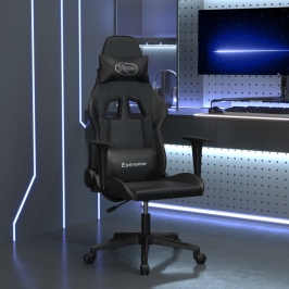 Silla gaming con masaje cuero sintético negro