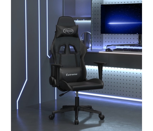 Silla gaming con masaje cuero sintético negro