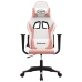 Silla gaming de masaje cuero sintético blanco y rosa