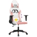 Silla gaming de masaje cuero sintético blanco y rosa