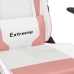 Silla gaming de masaje cuero sintético blanco y rosa