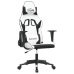 Silla gaming de masaje cuero sintético blanco y negro