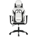 Silla gaming de masaje cuero sintético blanco y negro