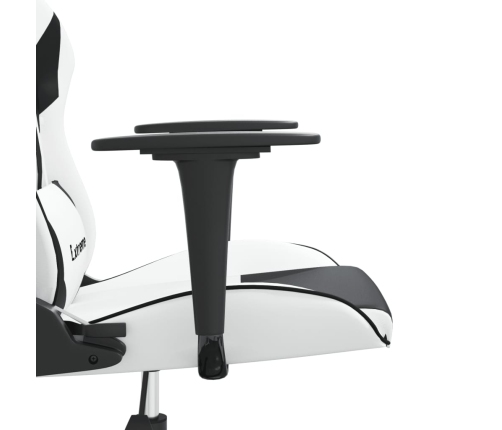 Silla gaming de masaje cuero sintético blanco y negro