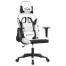 Silla gaming de masaje cuero sintético blanco y negro