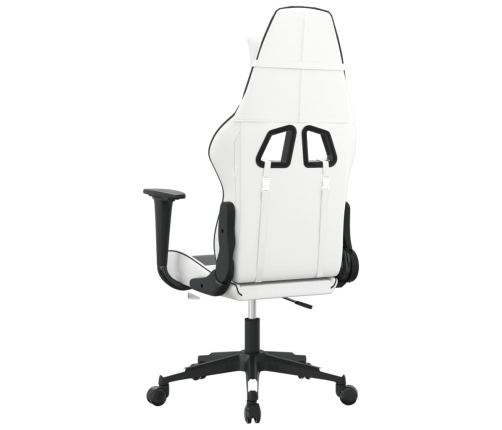 Silla gaming de masaje cuero sintético blanco y negro