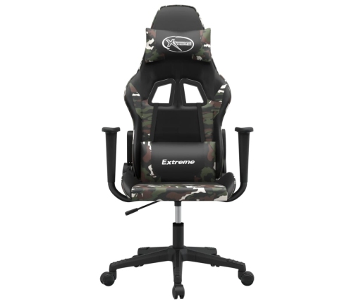 Silla gaming de masaje cuero sintético negro y camuflaje