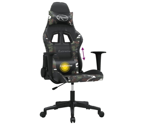 Silla gaming de masaje cuero sintético negro y camuflaje