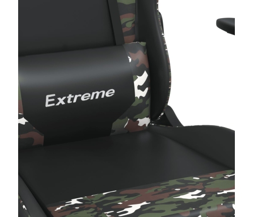 Silla gaming de masaje cuero sintético negro y camuflaje