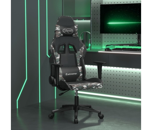 Silla gaming de masaje cuero sintético negro y camuflaje