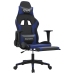 Silla gaming de masaje y reposapiés cuero sintético negro azul