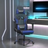 Silla gaming de masaje y reposapiés cuero sintético negro azul