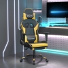 Silla gaming masaje y reposapiés cuero sintético negro dorado