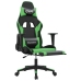 Silla gaming de masaje y reposapiés cuero sintético negro verde