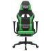 Silla gaming de masaje y reposapiés cuero sintético negro verde