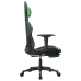 Silla gaming de masaje y reposapiés cuero sintético negro verde