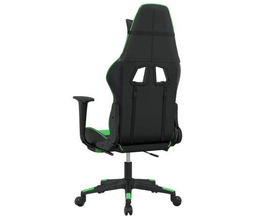 Silla gaming de masaje y reposapiés cuero sintético negro verde