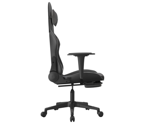 Silla gaming de masaje y reposapiés cuero sintético negro gris