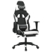 Silla gaming masaje y reposapiés cuero sintético negro blanco