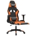 Silla gaming masaje y reposapiés cuero sintético negro naranja