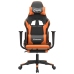 Silla gaming masaje y reposapiés cuero sintético negro naranja