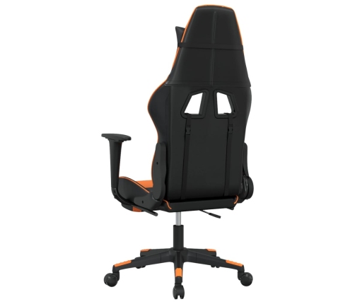 Silla gaming masaje y reposapiés cuero sintético negro naranja