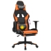 Silla gaming masaje y reposapiés cuero sintético negro naranja