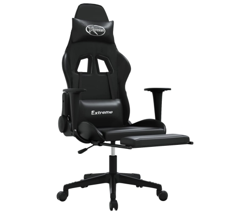 Silla gaming de masaje y reposapiés cuero sintético negro